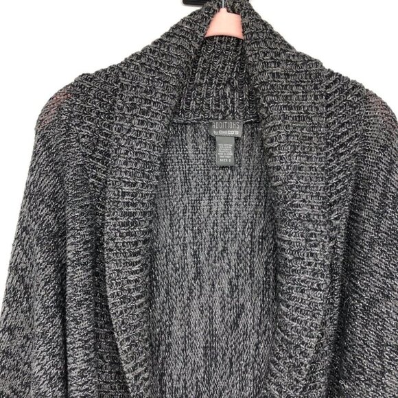 Additions by Chico's Grey Silver Knit Open Cardigan size 2 - Picture 3 of 11